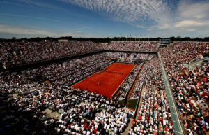 Vue aérienne du court central de Roland Garros