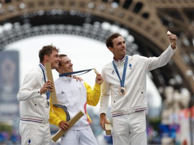 Selfie Samsung avec Valentin Madouas, Remco Evenepoel & Christophe Laporte